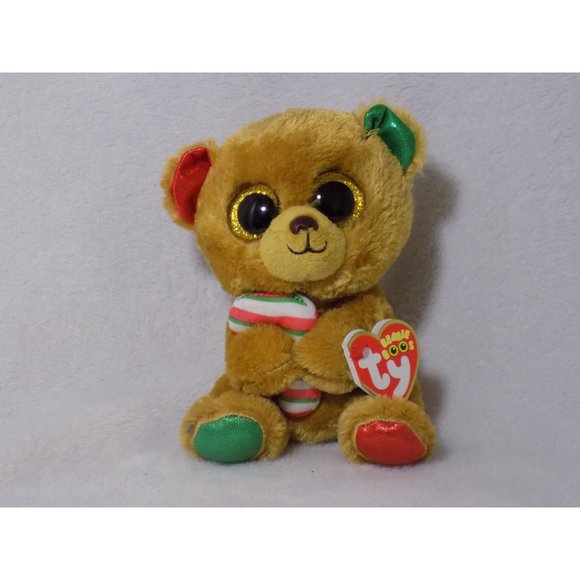 Ty Beanie Boos-BELLA CHRISTMAS BEAR 6" Glitter Eyes Stuffed Animal Plush - Picture 1 of 4